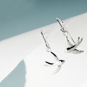 Swallow Silver Drop Earrings On Personalised Gift Card, 2 of 9