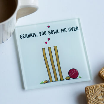 'You Bowl Me Over' Personalised Cricket Coaster, 3 of 3