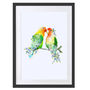 Love Birds Wildlife Botanical Fine Art Print, thumbnail 4 of 5
