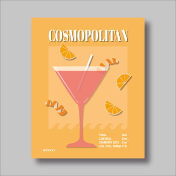 Cosmopolitan Cocktail Print Four Colour Options, 6 of 8