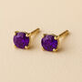 9ct Gold February Amethyst Birthstone Stud Earrings, thumbnail 1 of 4