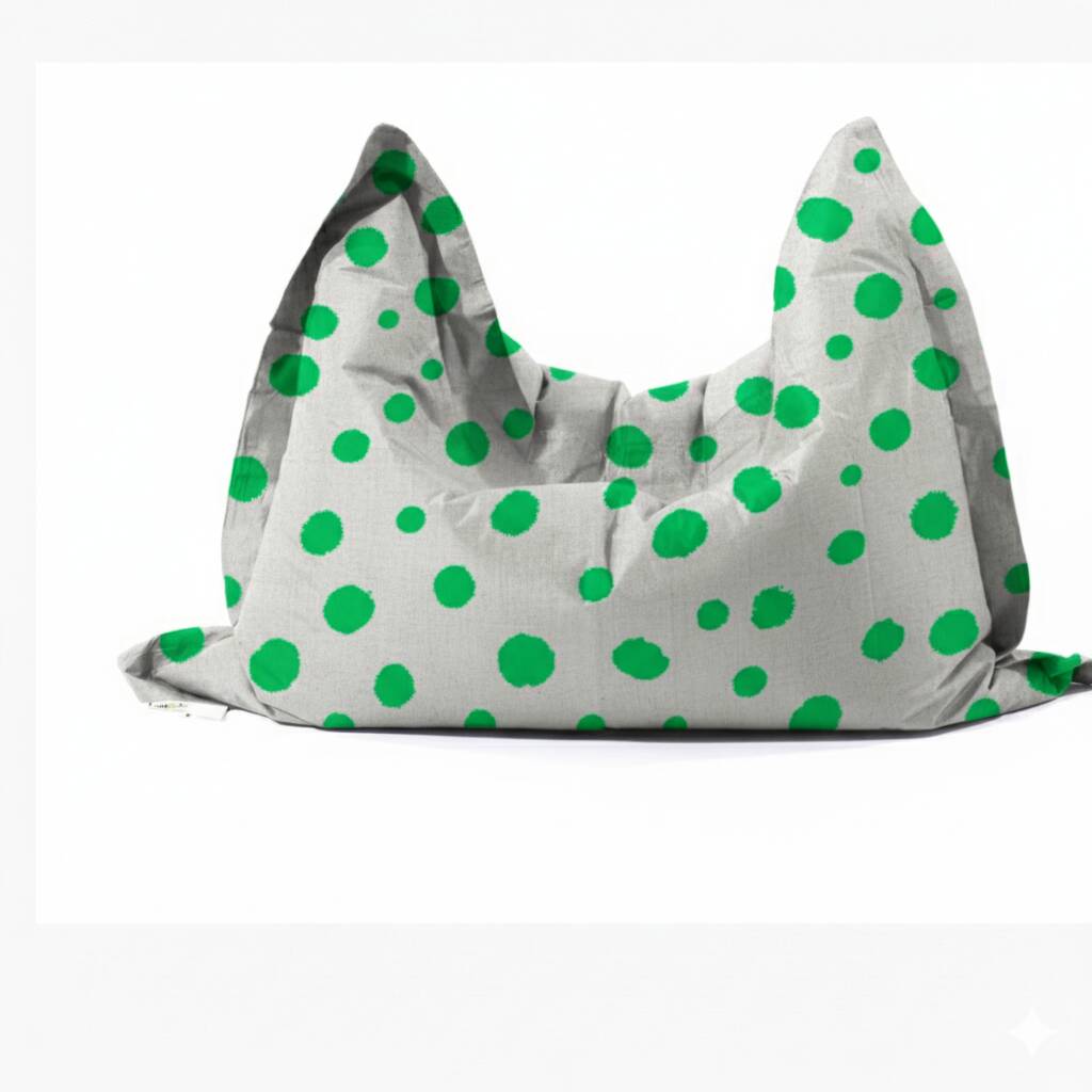 Hand Painted And Re Purposed Linen Large Floor Cushion Polka Dot, 1 of 12