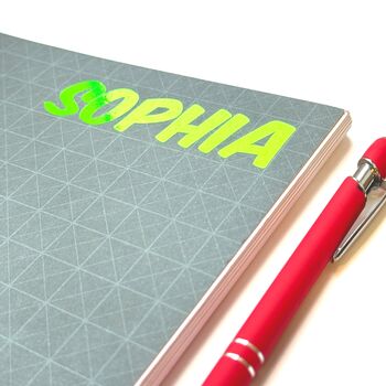 Handmade Name Sticker Personalised Fluorescent Vinyl, 2 of 6
