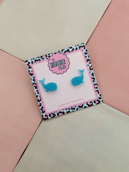 Whale Glitter Resin Studs / Whale Watching Gift / Coastal Accessories / Fun Statement Jewellery, 4 of 5