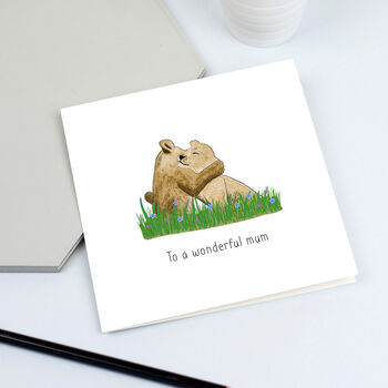 Lions Cuddling Card For Mum, 3 of 5