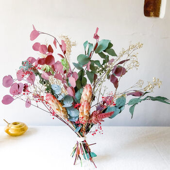 Pink Protea And Preserved Eucalyptus Bouquet, 5 of 5