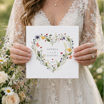 Personalised Wedding Day Card Wildflower Design, 2 of 4