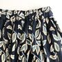 Navy Linen Printed Midi Skirt, Painting Print Skirt, thumbnail 6 of 7