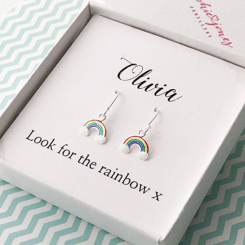 Personalised Silver Rainbow Earrings, 1 of 3