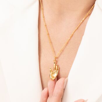 Jnana Mudra Gold Vermeil, Sterling Silver Pendant Necklace, 2 of 12