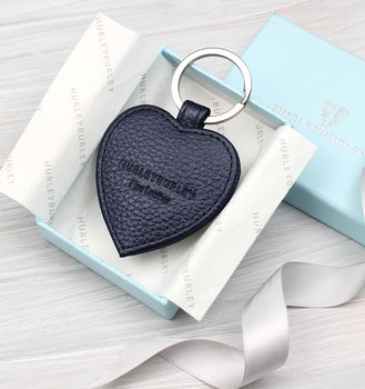 Personalised Textured Leather Heart Charm Keyring, 3 of 10