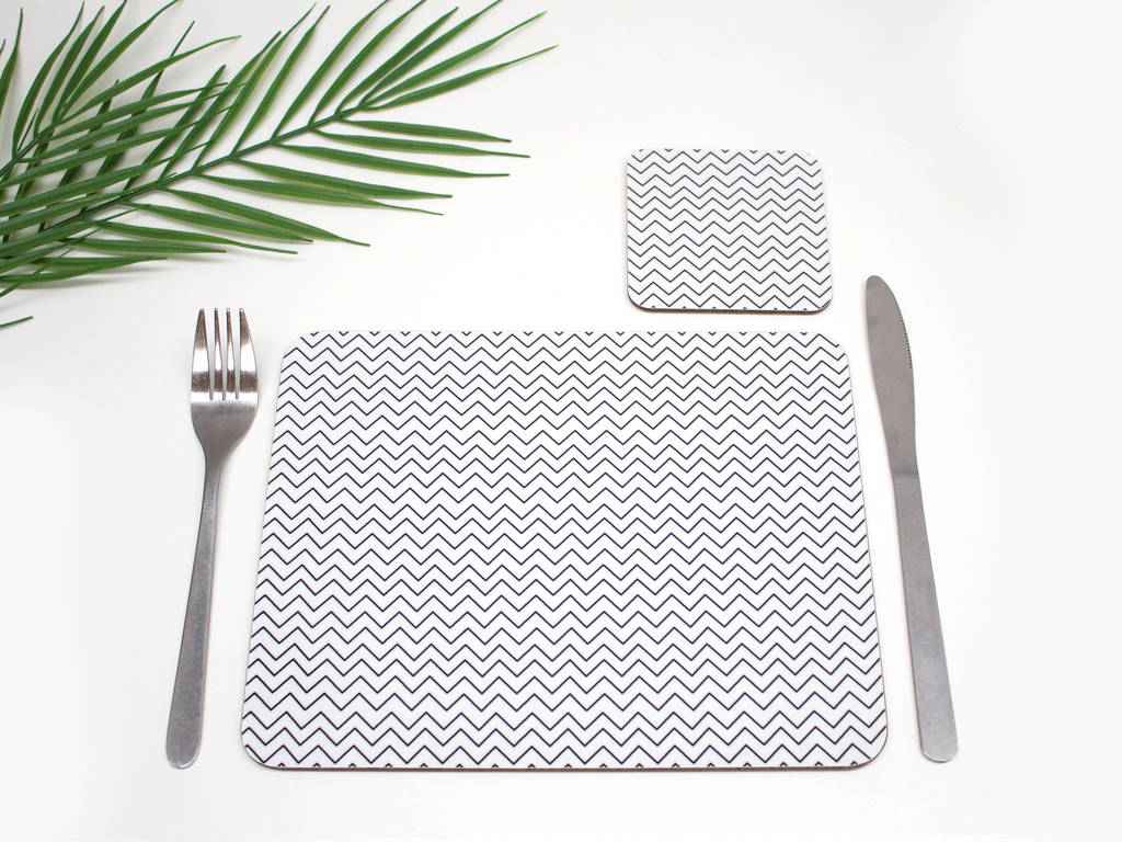 Placemat With Monochrome Triangle Geometric Design By Rolfe & Wills