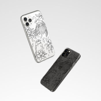 Birds Floral Black Phone Case For iPhone, 7 of 9