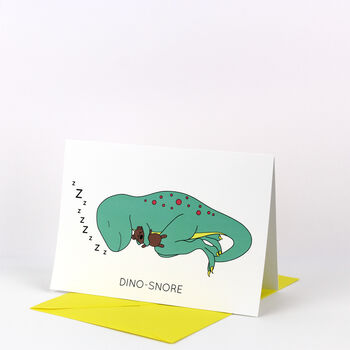 Dino Snore Dinosaur Father's Day Greeting Card, 3 of 3