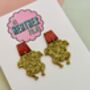 Gold Turkey Glitter Christmas Resin Earrings / Festive Jewellery / Novelty Food Jewellery / Funny Christmas Gift / Friends Sit Com Lover / Thanksgiving Gift, thumbnail 5 of 7