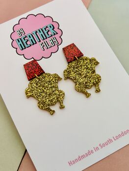 Gold Turkey Glitter Christmas Resin Earrings / Festive Jewellery / Novelty Food Jewellery / Funny Christmas Gift / Friends Sit Com Lover / Thanksgiving Gift, 5 of 7