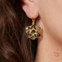 Red Garnet Cluster Circle 18 K Gold Plated Hook Earrings, thumbnail 7 of 10