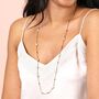 Stainless Steel Pearl And Ball Long Chain Necklace In Gold, thumbnail 2 of 3