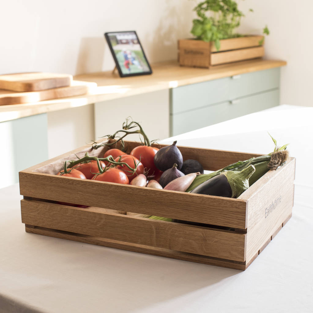 wooden 'home grown' fruit and vegetable crate by earthome
