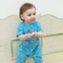 Baby + Toddler Shortie Romper | Blue Unisex Bug Print, thumbnail 4 of 6
