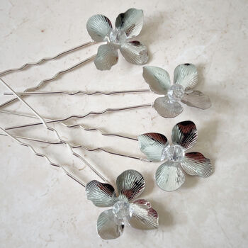 Silver Flower Hair Pins, 4 of 5