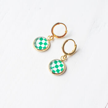 Green And White Checkerboard Earrings, 8 of 8