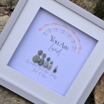 Personalised 'You Are Loved' Rainbow Pebble Family, 4 of 5