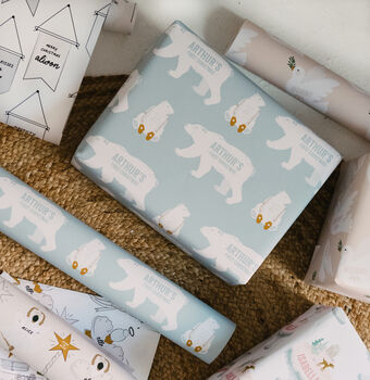 Personalised Christmas Polar Bear Wrapping Paper, 2 of 4
