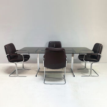 Mid Century Pieff Table And Four Leather Dining Chairs, 11 of 12
