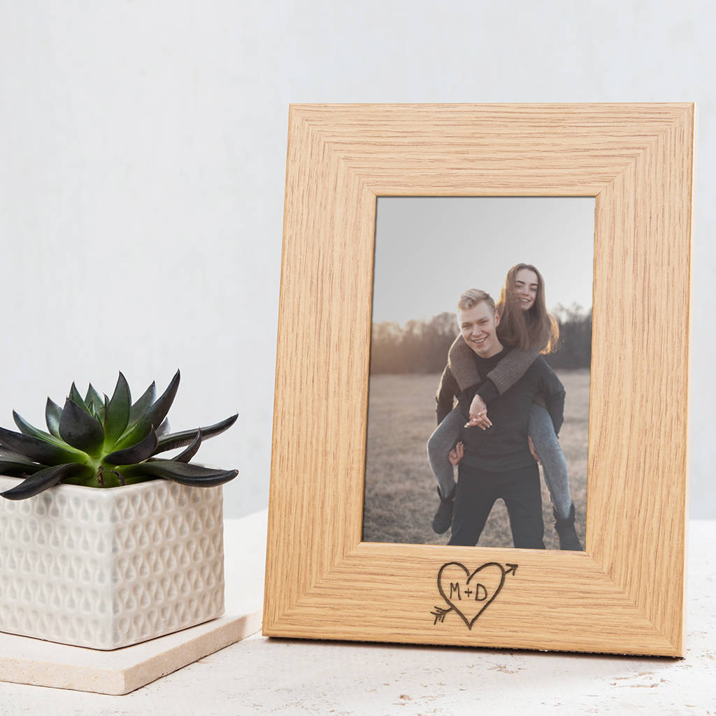 Personalised Couples Carved Heart Photo Frame, 1 of 3