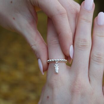 Sterling Silver Ball Bead Ring With Mini Bearded Dragon, 6 of 10