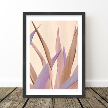Beige And Lavender Abstract Leaf Art Print, 8 of 9