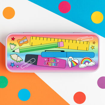 Colourful Stationery Pink Metal Pencil Tin, 4 of 8