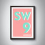 Sw9 Stockwell, London Postcode Typography Print, thumbnail 3 of 8