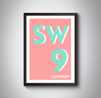 Sw9 Stockwell, London Postcode Typography Print, 3 of 8