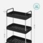 Black Plastic Storage Cart With Three Tier Baskets, thumbnail 3 of 6
