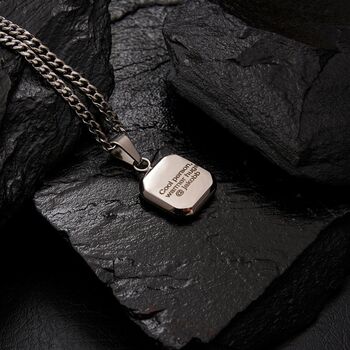 Silver Moonstone Pendant With Engraving, White Quartz Stone Necklace, 2 of 10