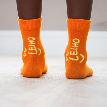 Orange Smiley Bamboo Socks For Toddlers Two Four Years, 2 of 6