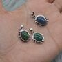 Black Fire Opal Pendant Necklace: Sterling Silver Chain, thumbnail 1 of 11