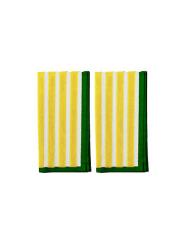 Block Stripe Napkins Set Of Two: Lemon/White, 2 of 5