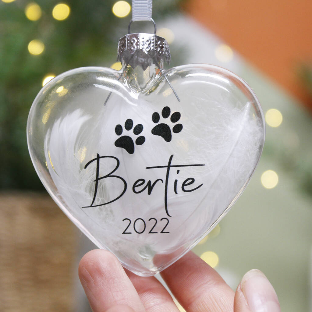 Pet Memory Feather Glass Bauble, 1 of 7