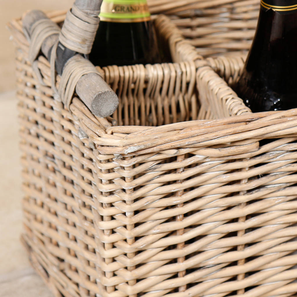 personalised country wicker picnic bottle basket by dibor