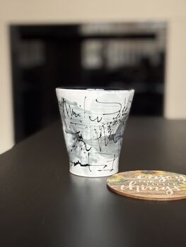 Handmade Porcelain Tumbler With Abstract Asemic Markings, 3 of 5