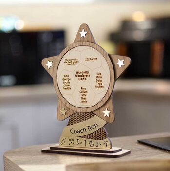 Personalised Football Coach Thank You Trophy Gift From Team, 6 of 7