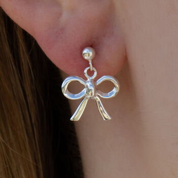 Sterling Silver Bow Earrings, 3 of 7