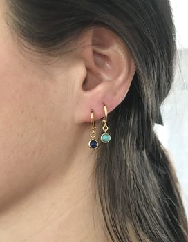Semi Precious Huggie Hoop Earrings, 2 of 4
