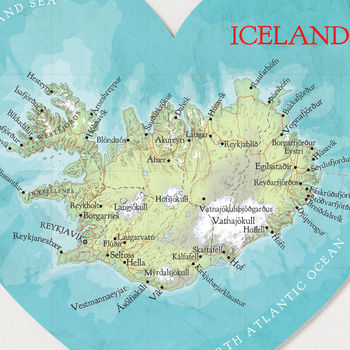 Personalised Iceland Map Heart Wedding Anniversary Gift, 5 of 6