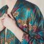 Mens Emerald Silk Blend Kimono Robe, thumbnail 2 of 3