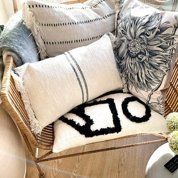 Andas Tasselled Stripe Cotton Cushion, 2 of 4