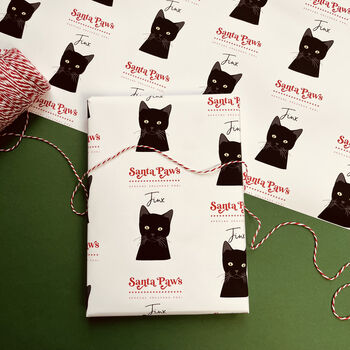 Personalised Santa Paws, Christmas Cat Wrapping Paper, 4 of 5